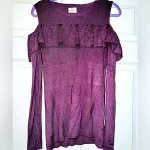 PURPLE PEEP-SHOULDER SWEATER